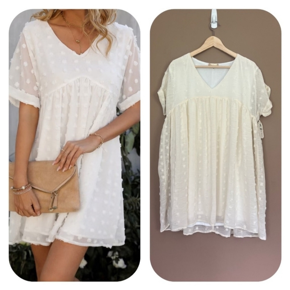 Altar'd State | Textured Dot Babydoll Dress